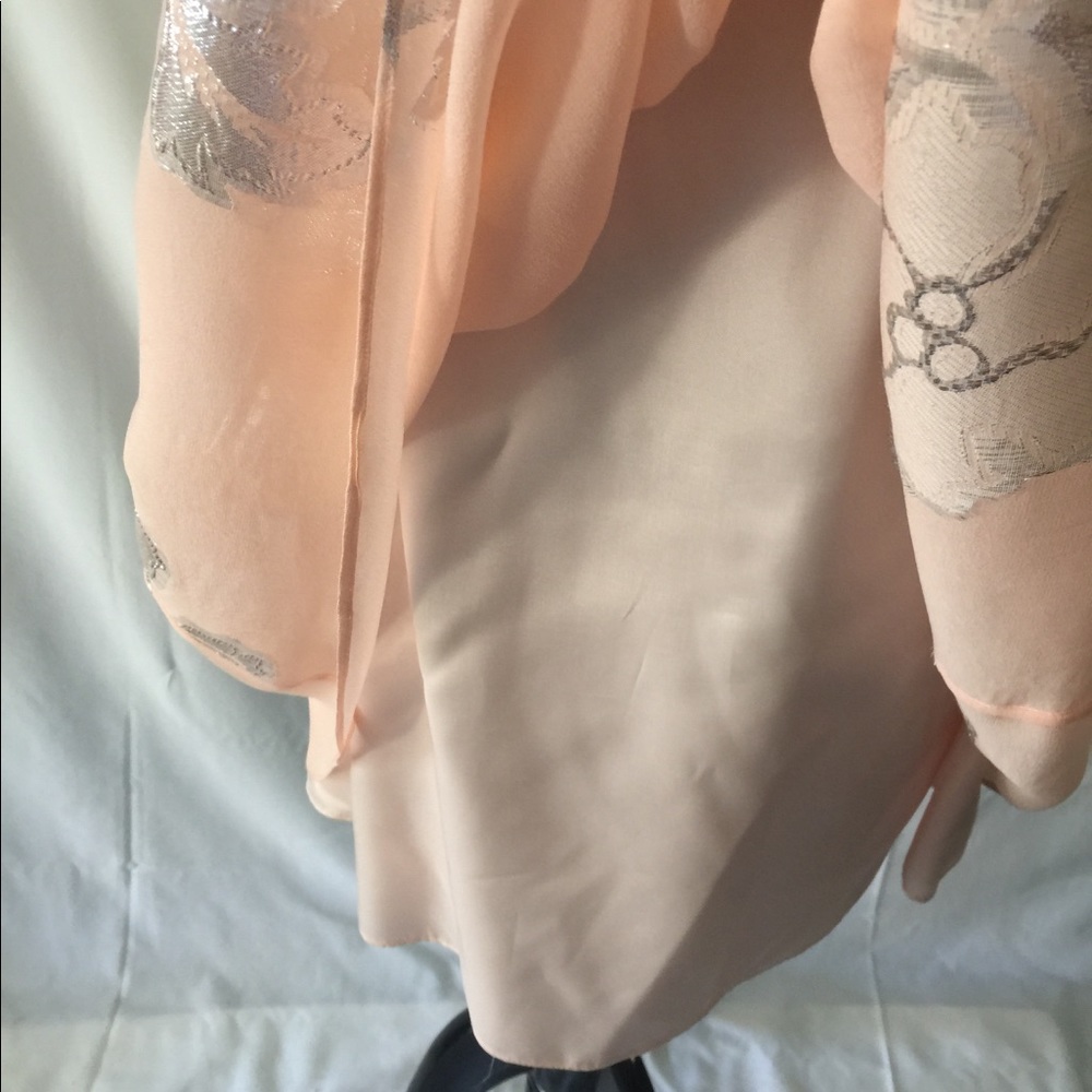 Eliza J🌷peach/silver sheer off shoulder dress Sz4 - Picture 8 of 8